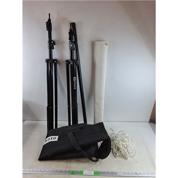 Photo Studio Light Stand Kit w/Carry Bag, Backdrop Support Pole & White Background