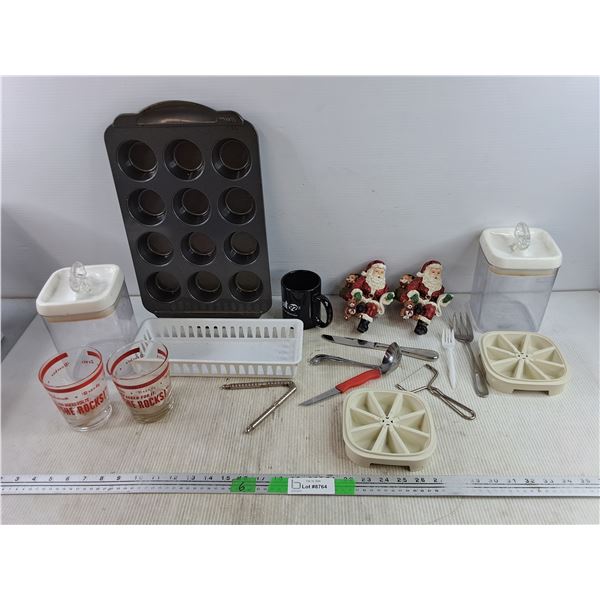 Cupcake Trays, Santa Claus Decor, Kitchen Storage Canisters, On The Rocks Glasses, Ladle, Cutlery