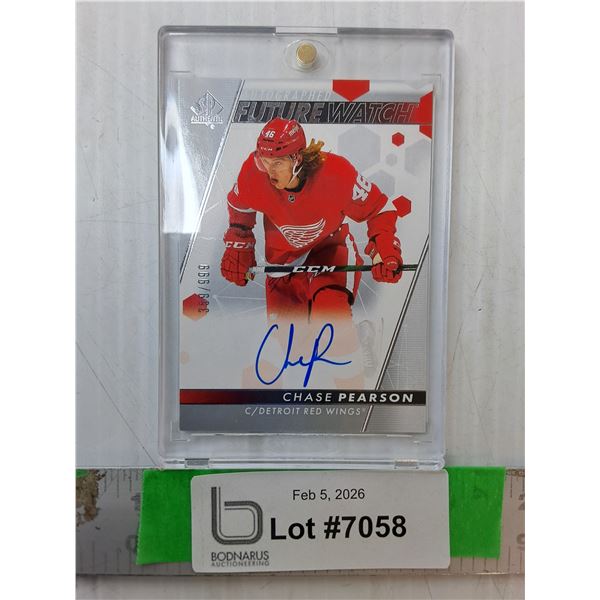 Chase Pearson Autographed Detroit Red Wings Future Watch Card, Cannot Authenticate