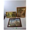 Image 1 : (2) Framed Nature Paintings & Pioneer Style Tray Up to 18.25" x 14.25", Pickup Preferred