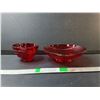 Image 1 : (2) Ruby Red Ribbon Glass Bowls Up to 7.5" Diameter