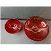 Image 2 : (2) Ruby Red Ribbon Glass Bowls Up to 7.5" Diameter