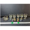 Image 1 : (5) Liquor Glasses, Creamer, Ceramic Salt & Pepper Shakers