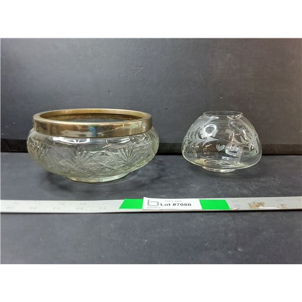 (2) Glass Bowls Up to 6.75" Diameter