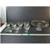Image 1 : Glass Cake Stand 9.5" Diameter & (7) Glasses