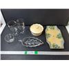 Image 1 : Avon Body Powder, Wine Glasses, Leaf Tray 9.75", Misc.