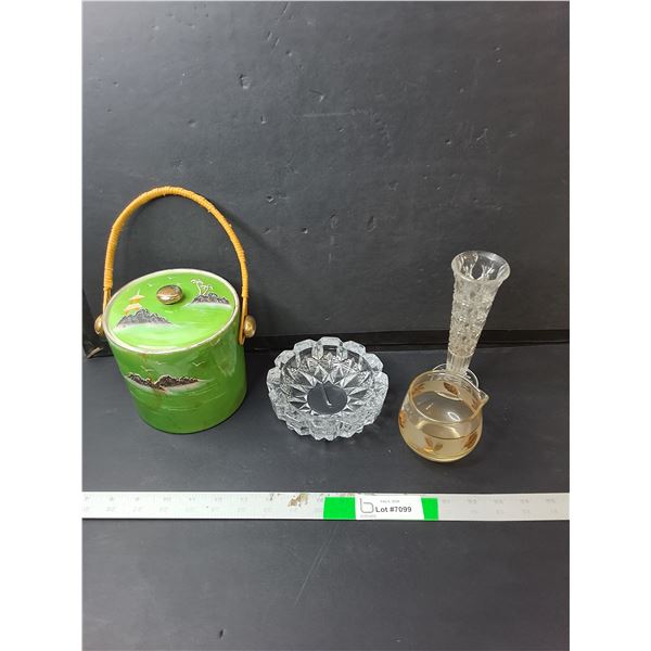 Ice Bucket, Glass Ashtray, Vase, Creamer