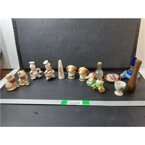 Ceramic Salt & Pepper Shakers, Egg Cup, Misc.