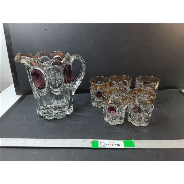 Glass Pitcher 8.5" & Glasses Set