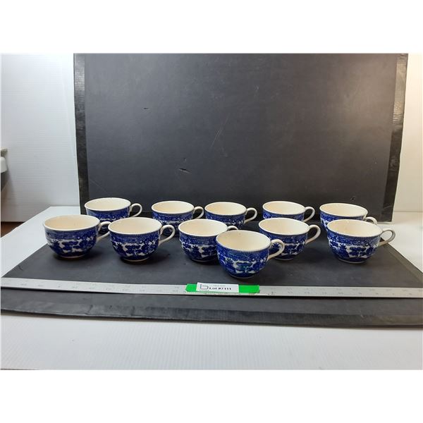 (11) "Blue Willow" Japanese Tea Cups