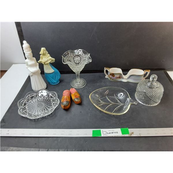 Avon Perfume Bottles with Contents, Clogs with Pincushions, Wine Glass, Misc. Cannot Ship