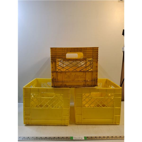 *(3) Yellow Milk Crates (cannot ship