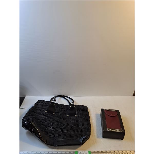 Black Purse, Burgundy Book Tote (NIB)