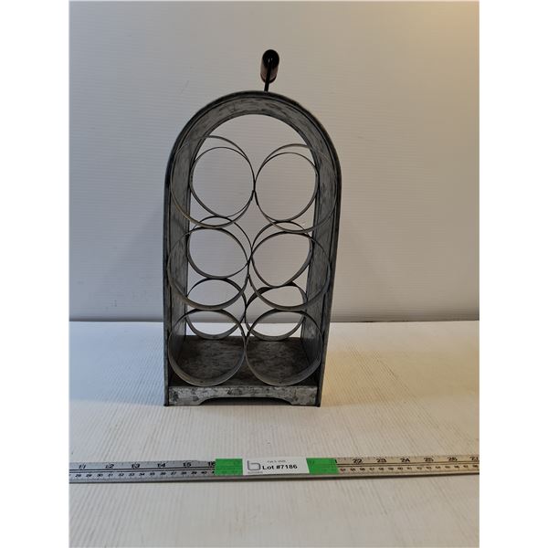 Vintage 7 Bottle Wine Rack With Galvinized Finish16"x8"- PICK UP