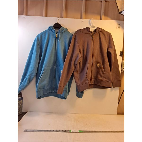 (2) Carhartt Zip Up Sweaters (Blue Medium & Purple Large)