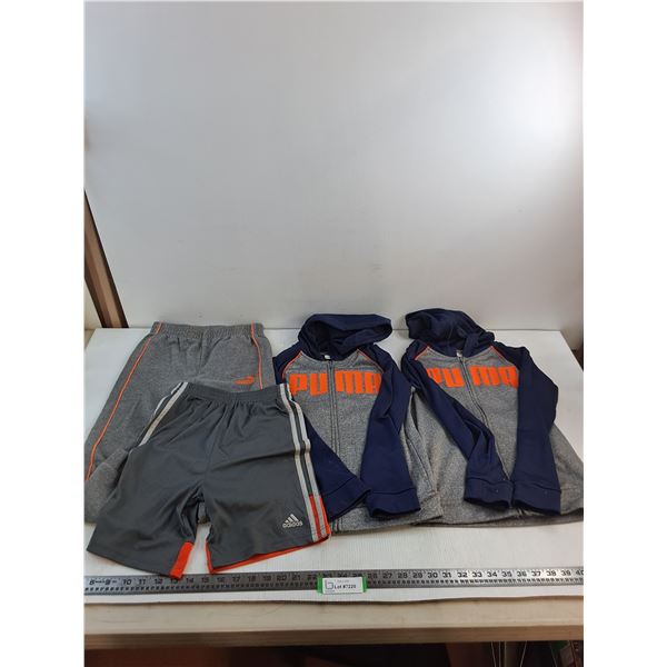 Child's Clothing (2-Puma Hoodies & Sweatpant - Size 8, Adidas Sport Shorts - Size 7)