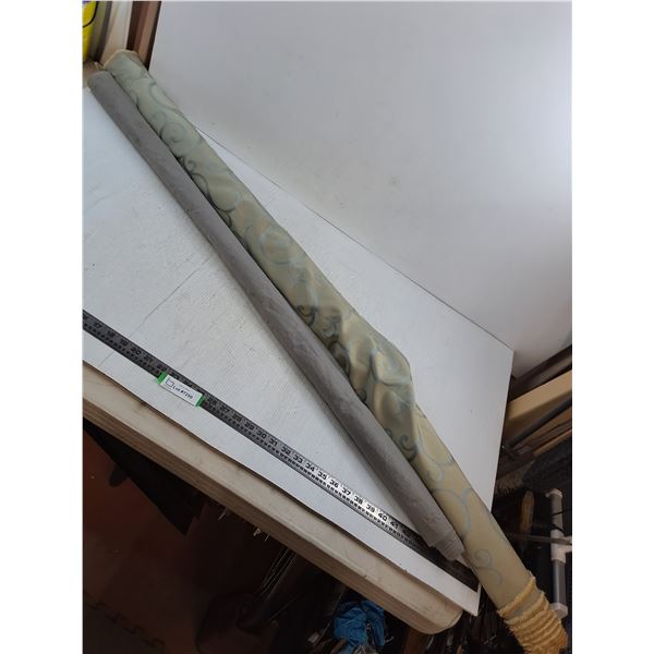 (2) Partial Rolls of Fabric (Curly Pattern 55" Wide, Grey Mesh 48" Wide) Lengths Unknown - PU Only