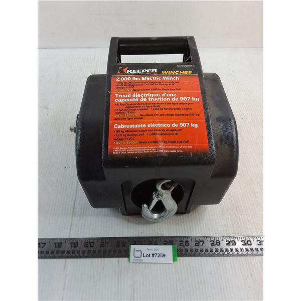 Keeper 2000 lb Electric Winch - Untested, As is