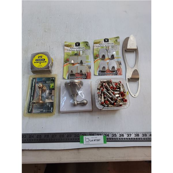 Bulk Norgren Pneufit C Series Female Adaptors, Tape Measure, NIB Wall Hooks, Misc.