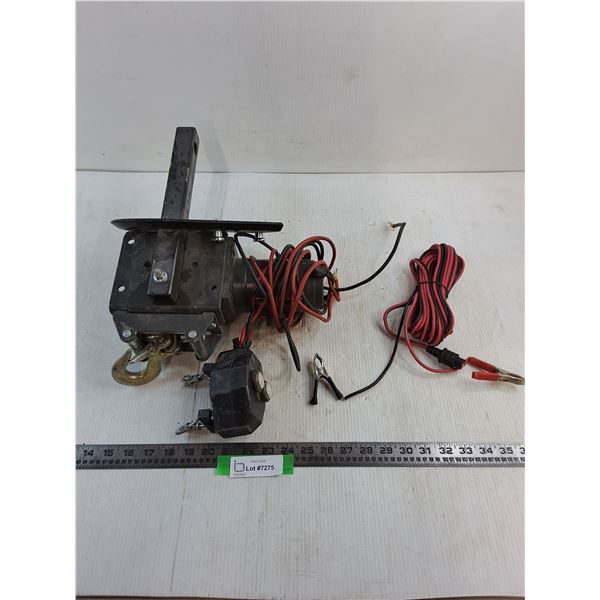 Electric 2000 lb Winch, Battery Charging Cord - Both Untested, As is