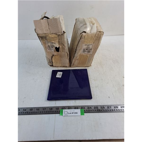 (2) Boxes of Vetroarredo Lucida Cobalto 9-Piece Ceramic Wall Tiles - 7.5" x 7.5", Unused, As is