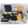 Image 1 : Ropes, Writing Pad, Glass Food Containers, Paper Punch, Mini Binder, Plastic Tool Box, Misc