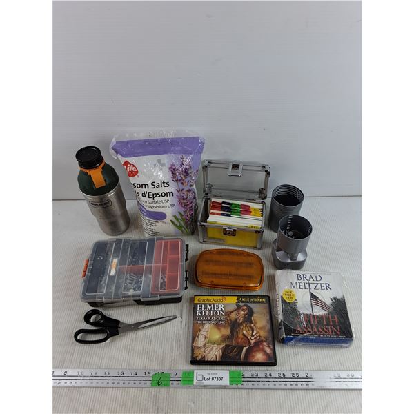 Magnesium Sulfate USP, Recipe Cards, Scissors, Assorted Hardware, Magnetic Amber LED Light,  Misc