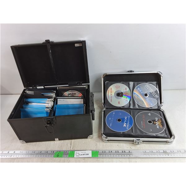 (2) DVD Cases 11" x 2" x 6", 12" x 8" x 6", Assorted DVDs - Harry Potter, Star Wars, The Mummy