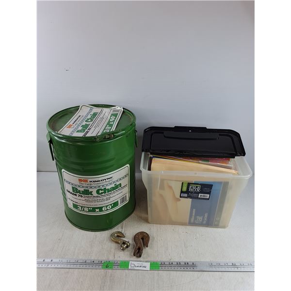 Kinedyne Metal Barrel - Empty 15" x 11", Chain Hooks, Casemate File Box w/File Folders