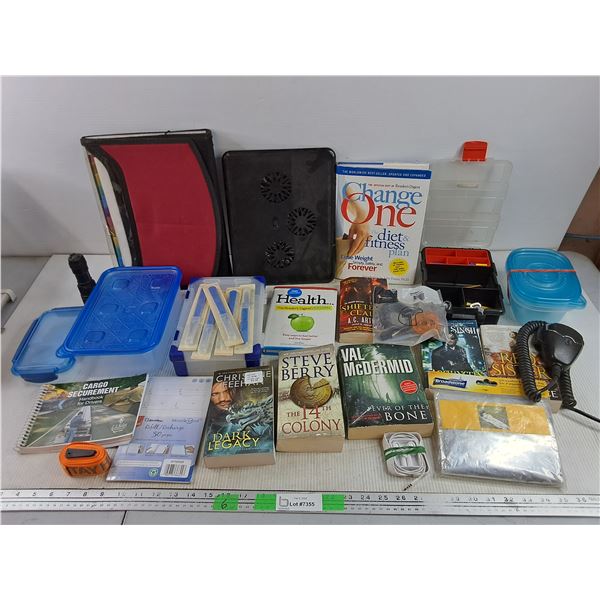 Laptop Cooling Pad, Flashlight, AUX Headphones - As Is, Scalpels, Books, Containers, Misc