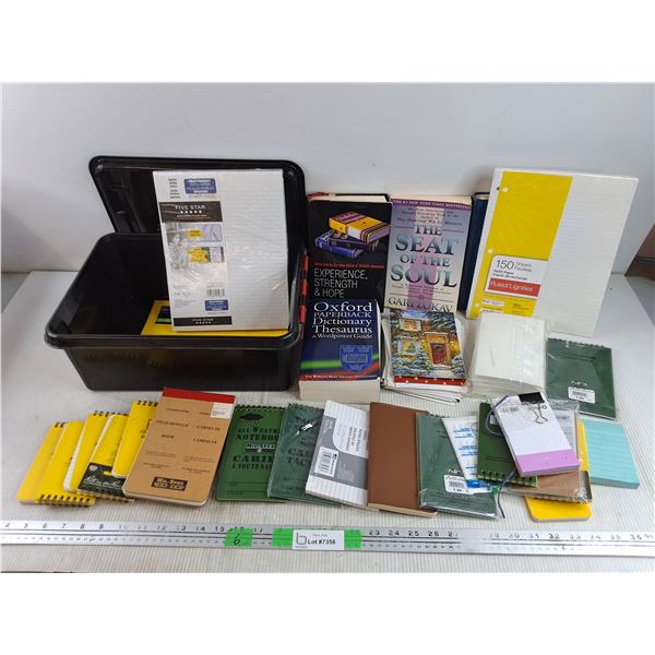 Notebooks, Refill Paper, Greeting Cards, Books, Plastic Container