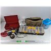 Image 1 : Micro Finer Cloths, Tupperware Food Processor, Hardware Organizer, Metal Tool Box, Misc