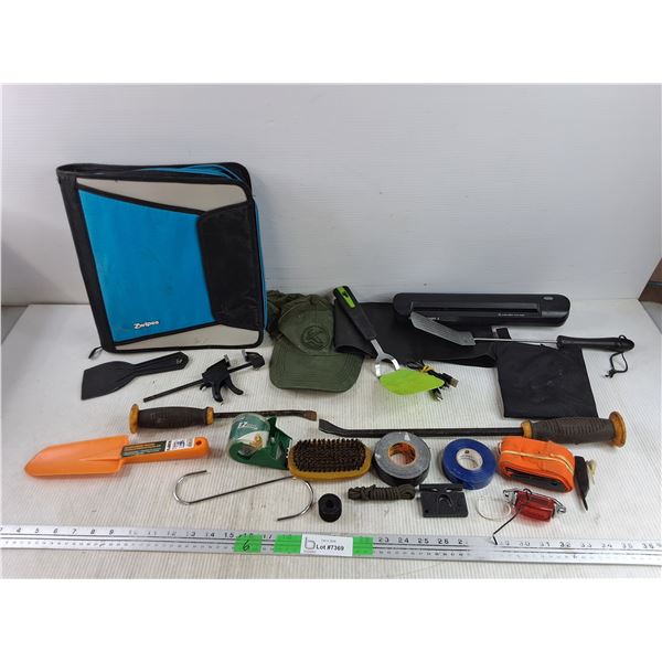 8" Bar Clamp, Pry Bars, Zwipes Binder, Spatulas, Shoe Brush, Trowels, Electrical Tape, Misc