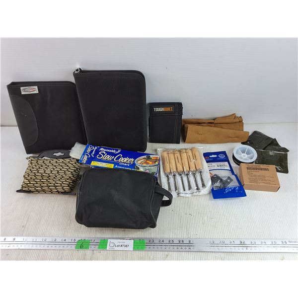Slow Cooker Liners, Wood Chisel Set, Compressed Fuel, Rope, 30 AMP Fuse Holder, Roadpro Binder