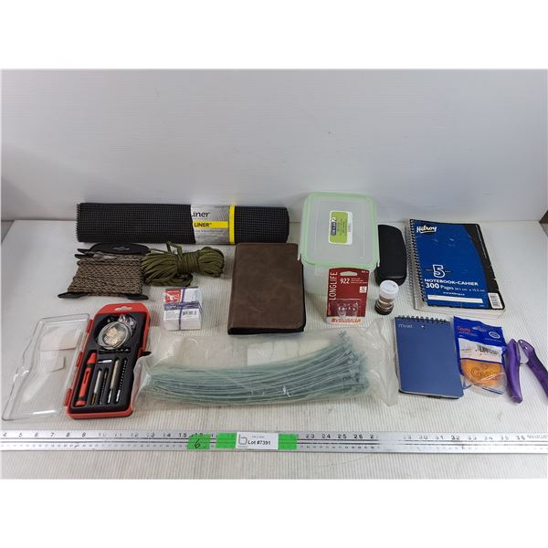 Air Gun Cleaning Kit, 922LL Light Bulb, Ropes, Zip Ties, Table Top Liner, Paper Punch, Misc