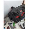 Image 9 : Case It Binder, Jumping Cables, Jobmate Tool Bag 12" x 8" x 8", 8" Bar Clamp, Misc