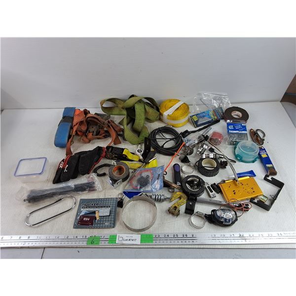 Ratchet Straps, Lock Nuts, RFID Blocking Card Sleeve, Paint Brush, Zip Ties, Misc