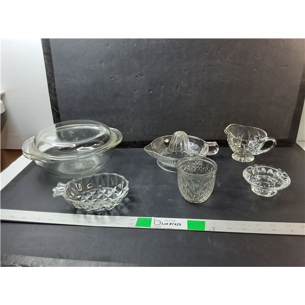 Pyrex Casserole Dish, Candleholder, Citrus Juicer, Misc.