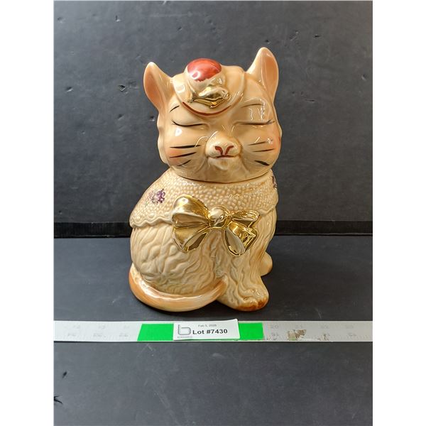 Vintage Puss N Boots Ceramic Cookie Jar 10.5"