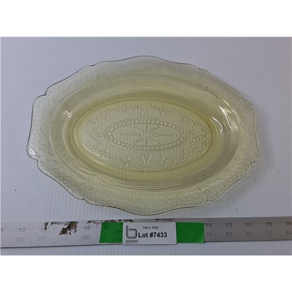 Amber Depression Glass Serving Platter 11.5"