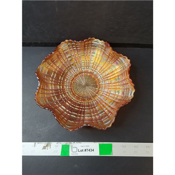 Ruffled Iridescent Glass Candy Dish 8.75"
