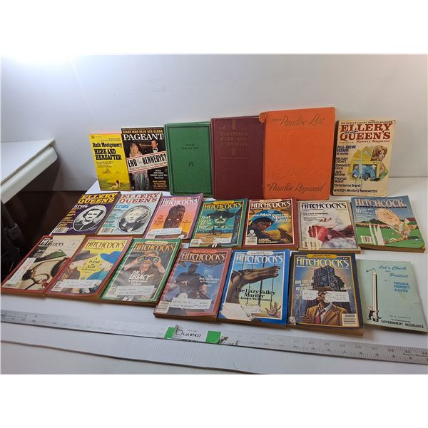 Vintage Book Lot- Alfred Hitchcock's/Ellery Queen's Mystery Magazines, Here and Hereafter, Misc.