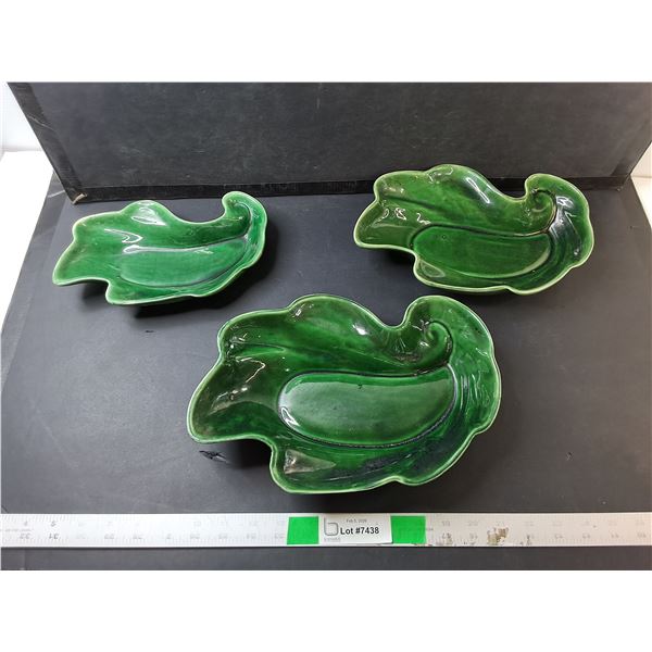(3) Ceramic Leaf Style Trays Up to 11.5"