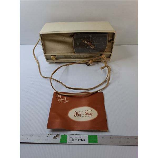 Vintage RCA- Victor Clock Radio- Powers On, As Is