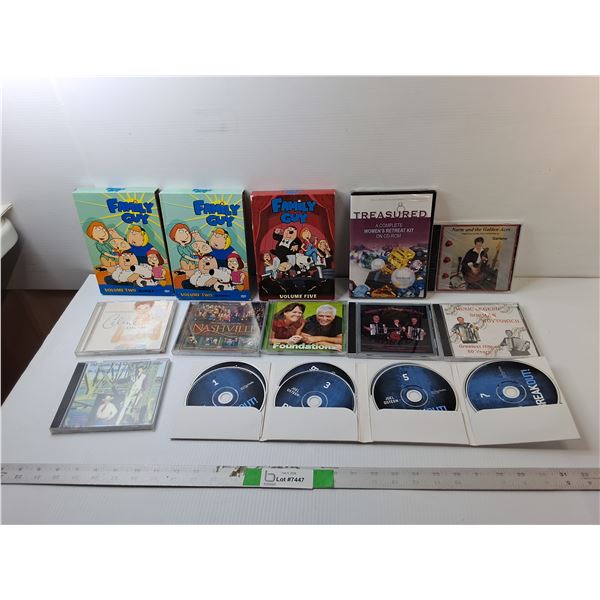 CDs & DVDs- Family Guy, FreakOut!, Celine Dion, Misc.