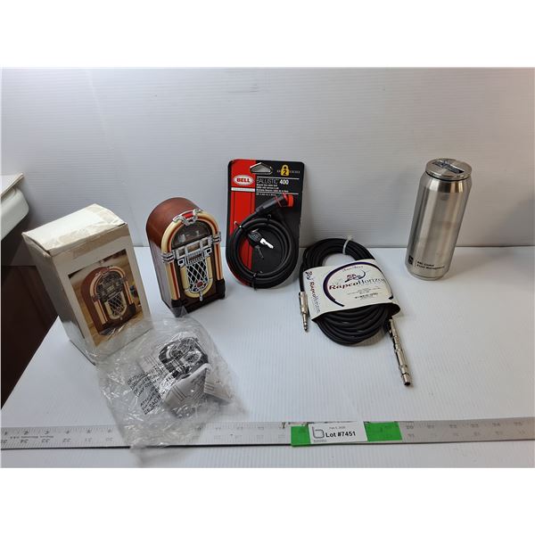 Mini Jukebox Radio, Bike Lock, Instrument Cable, Stainless Steel Water Bottle