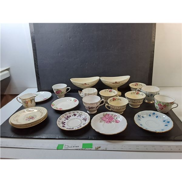 Footed Serving Bowls, Teacups, Plates, Misc.