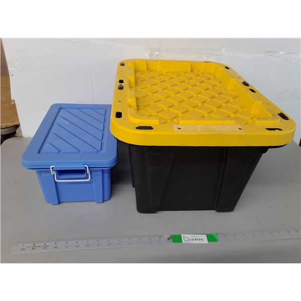 (2) Plastic Storage Totes Up to 21.75" x 16.25" x 12.5" - PICK UP ONLY