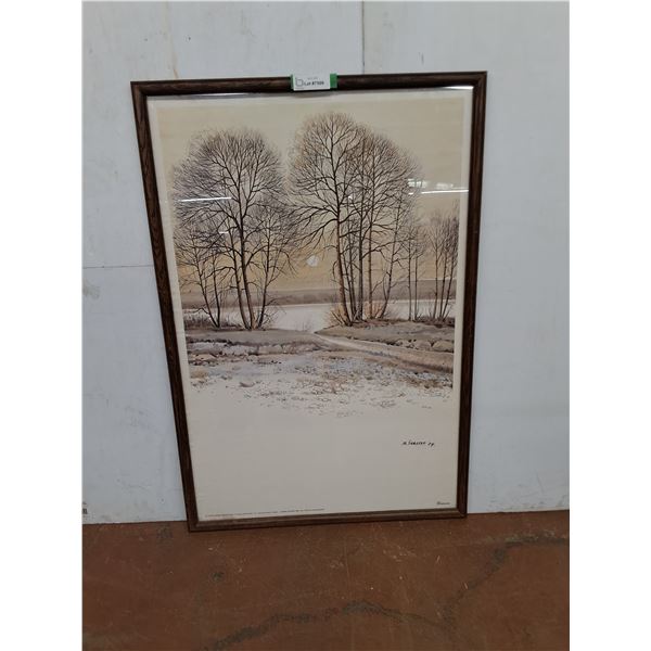 * Wood Framed M.Evastec Landscape Print - 26" x 38" - Pickup Only