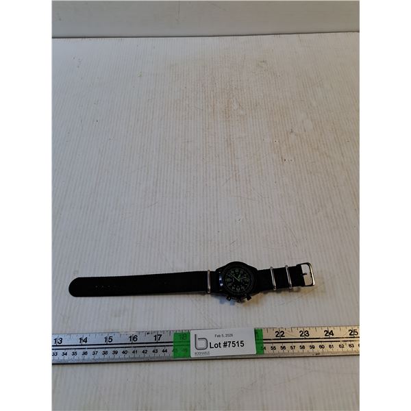 Black Element Quartz Watch, Black Nylon Band (working)